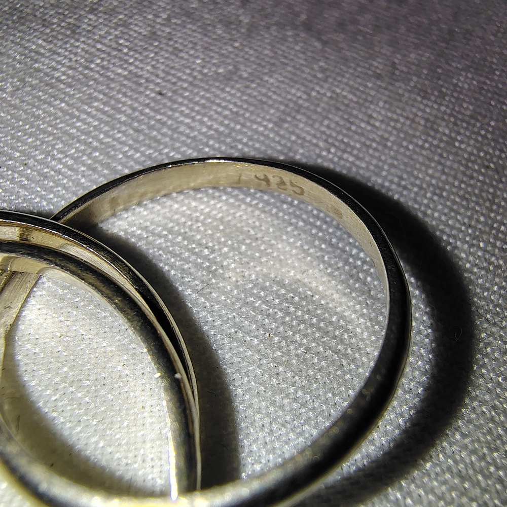 💍Vintage Interlocking 925 Sterling Silver Bands 5.7g. Size 9 - Picture 4 of 5